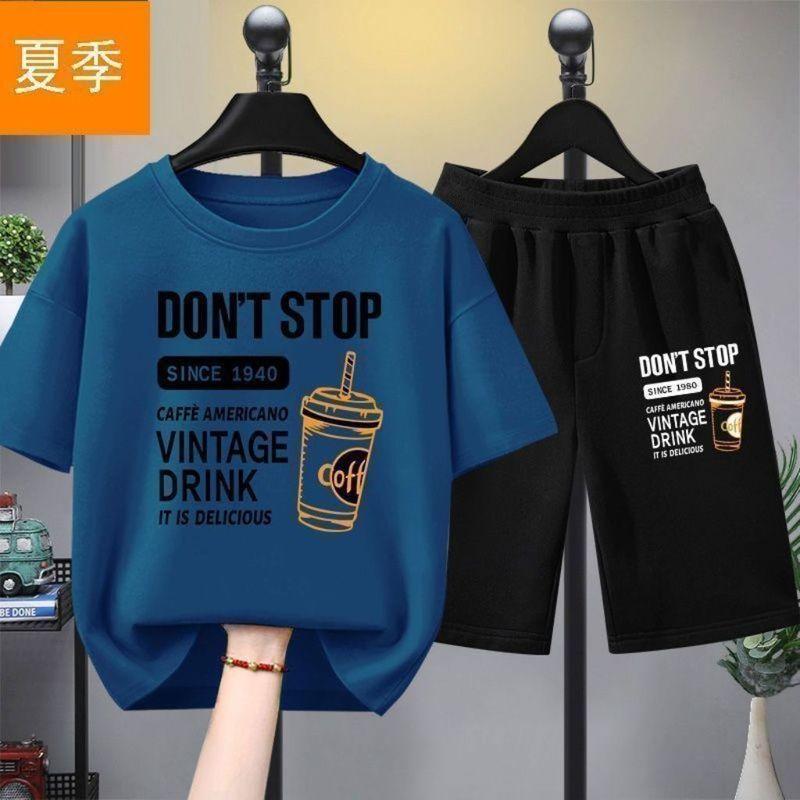 Boys' Summer Set Loose Children's Clothing Printed Fashion Two piece Set