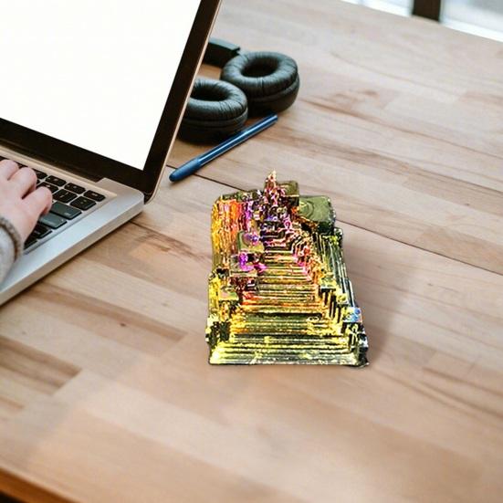 Decorarea turnului cristalin de bismut Vindecare Piatra naturala Echilibrare energetica Chakra Terapie Meditatie Ornament piramidal de bismut din metal