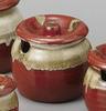 Red and White Condiment Size 3 X Earthenware Japanese Commercial Container, [10.5 10cm], [Japanese Restaurant, Inn, Tableware, Use]