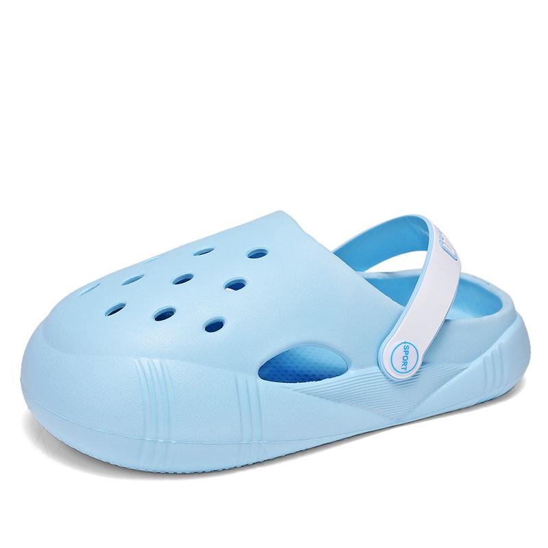 

Модные простые туфли с отверстиями, женская одежда, нескользящие тапочки на толстой подошве, модные универсальные пляжные сандалии 40/41 синий