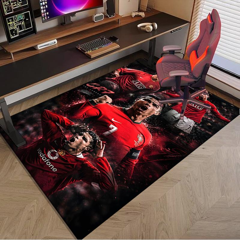 1PC Man United Soccer Action Rug Game Carpet, Floor Mat for Bedroom Living Room Entryway Rug, Home Decor Idea Gift for Christmas birthday