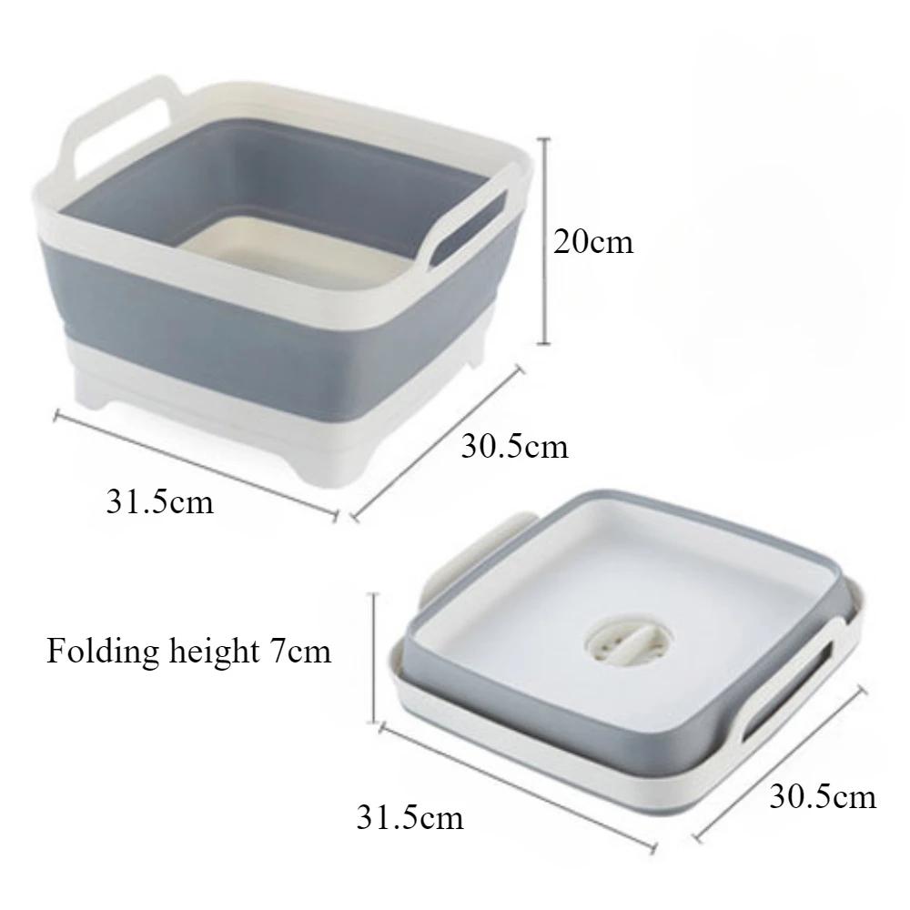 Folding Washing Basin Square Vegetable Washing Basin Vegetable Baske Kitchen Sink Storage Frame HighCapacity Household Organizer