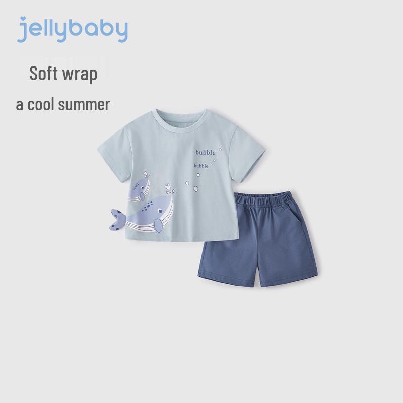 Детский хлопковый комплект из футболки с мультяшным принтом и шорт JELLYBABY 80