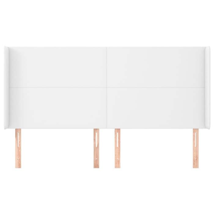 Tête de lit - MAISON EXCLUSIVE - Avec oreilles 183 x 16 x 118/128 cm - Similicuir blanc - Hauteur réglable - Pieds bois