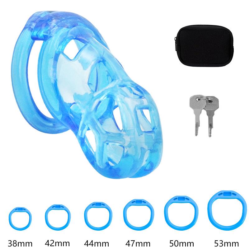 With 5 Size Cock Rings Penis Soft Silicone Chastity Cage Device Anti-Cheating Penis Lock Restraints for Men Discreet Sex Toy 18+