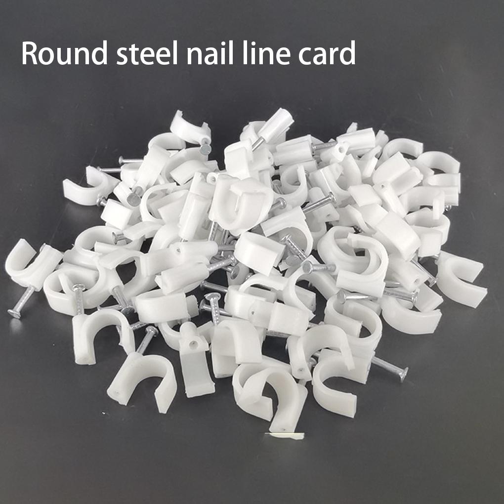 100 Pieces Home Hotel Portable Round Wall Cable Clip with Nail Assortment Living Room Bedroom Cord Holder Accessories