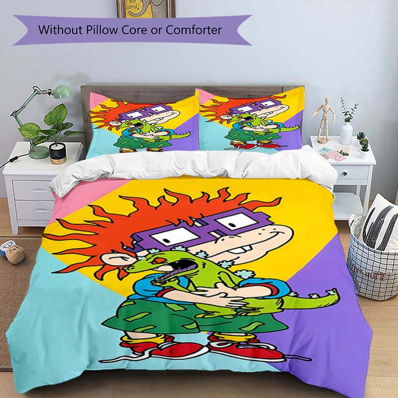 3pcs Rugrats in paris4 Design Cover Set - HD Printed Bedding with 1 Cover and 2 Pillowcases - Perfect for Home and Dorm Decor