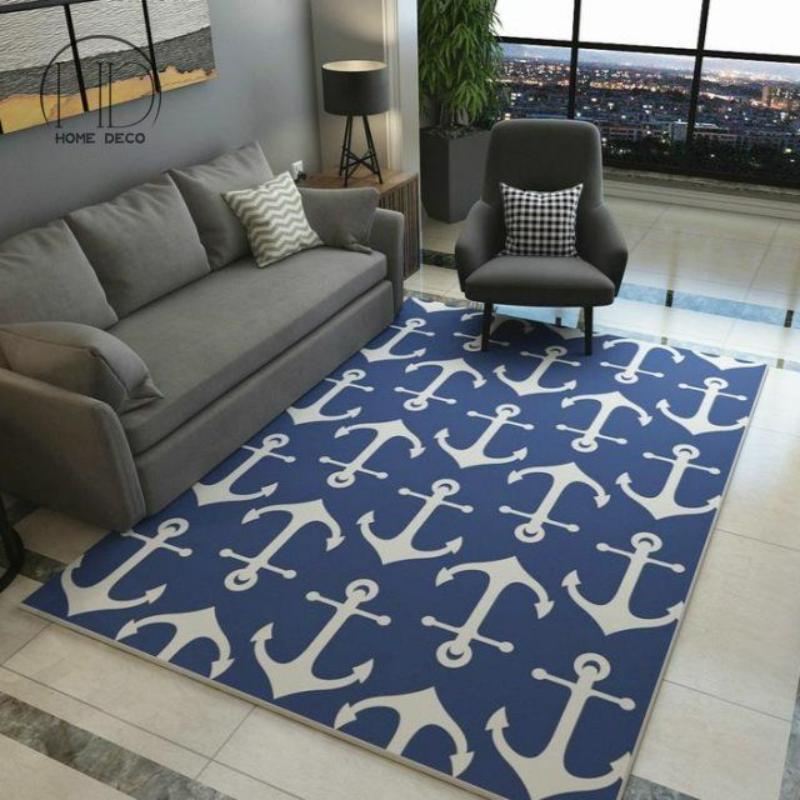 Nordic Marine Fan Carpets Mediterranean Soft Floor Mat for Living Room Bedroom Kids Room Sofa Coffee Table