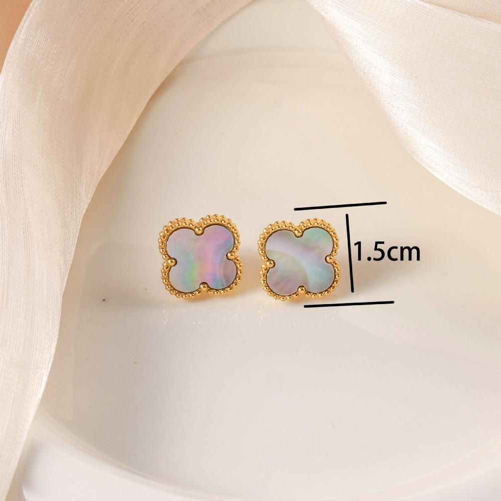Neue Kleeblatt Ohrstecker Luxuriös Stilvoll Minimalistisch und Elegant 15mm Titanstahl Ohrringe