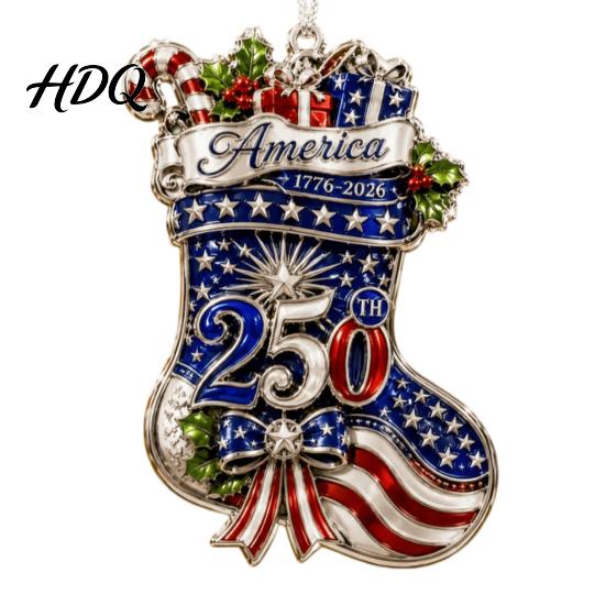 Acrylic Christmas Ornaments 250th Anniversary Ornament Patriotic Hanging Decor Commemorative Keepsakes for Home with Eagle Santa Liberty Bell,