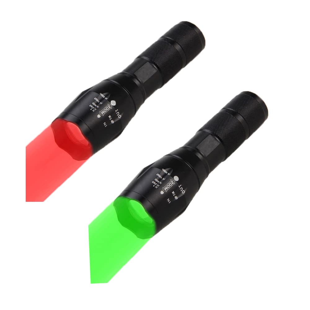 

1200 Lumen LED Hunting Light with Red and Green Lightweight and for Night and Night Photography Not High-Brightness Red/Green Flashlight, 2-Pack,