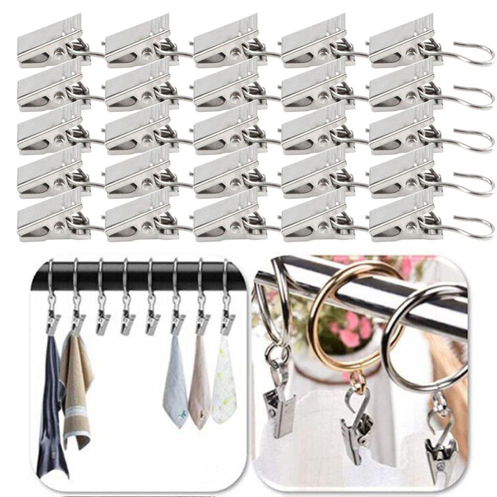 50 Pcs With Hook Iron Drapery Hook Durable Curtain Hook Clips Stainless Steel Curtain Clips  Home