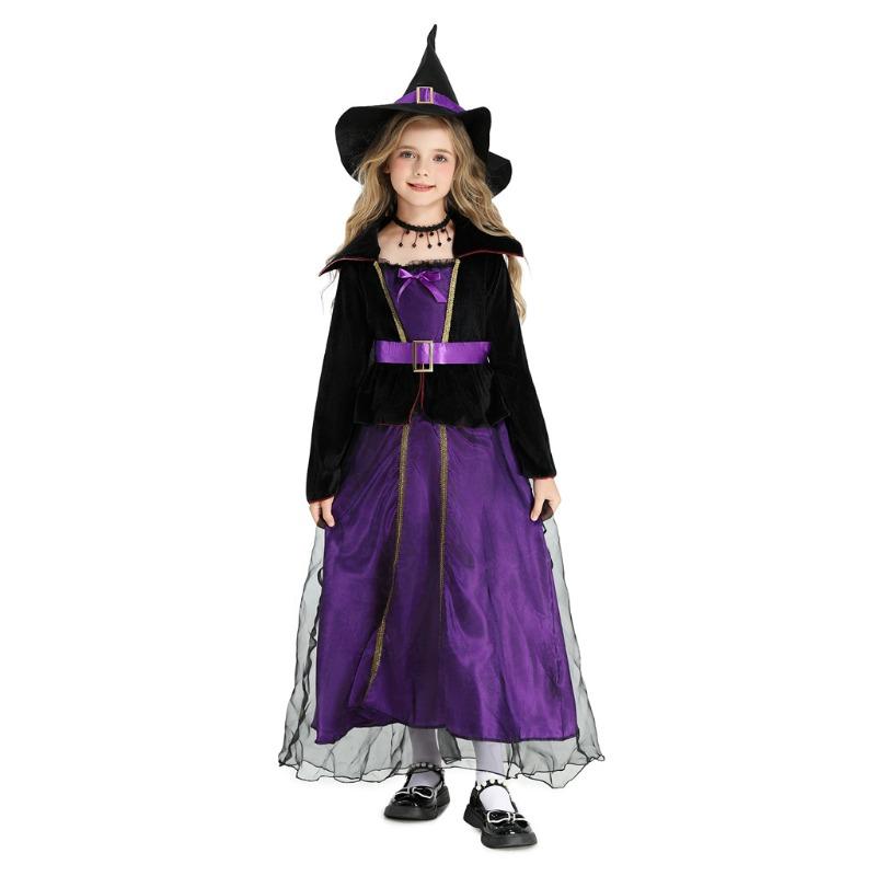 Halloween Children's Costume Purple Witch Costume Girl Witch Carnival Girls Dress Stage Performance Costume