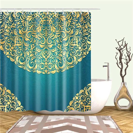 Decorative Geometric Geometry Merry Christmas Bohemian Shower Curtains Bathroom Curtain Fabric Waterproof Polyester With Hooks