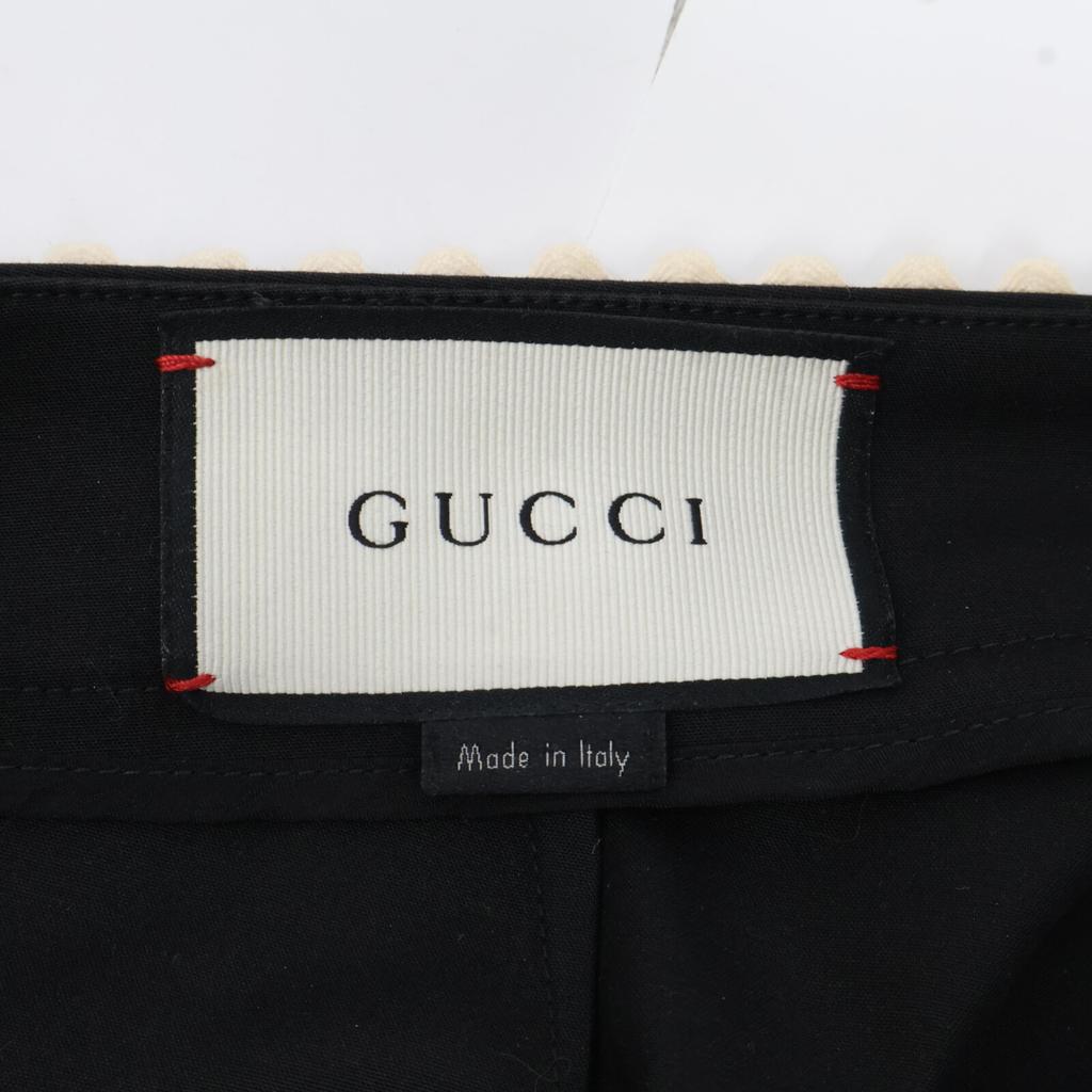 GUCCI Black 411636 Waist Design Pants Bottoms 36 blackUsed