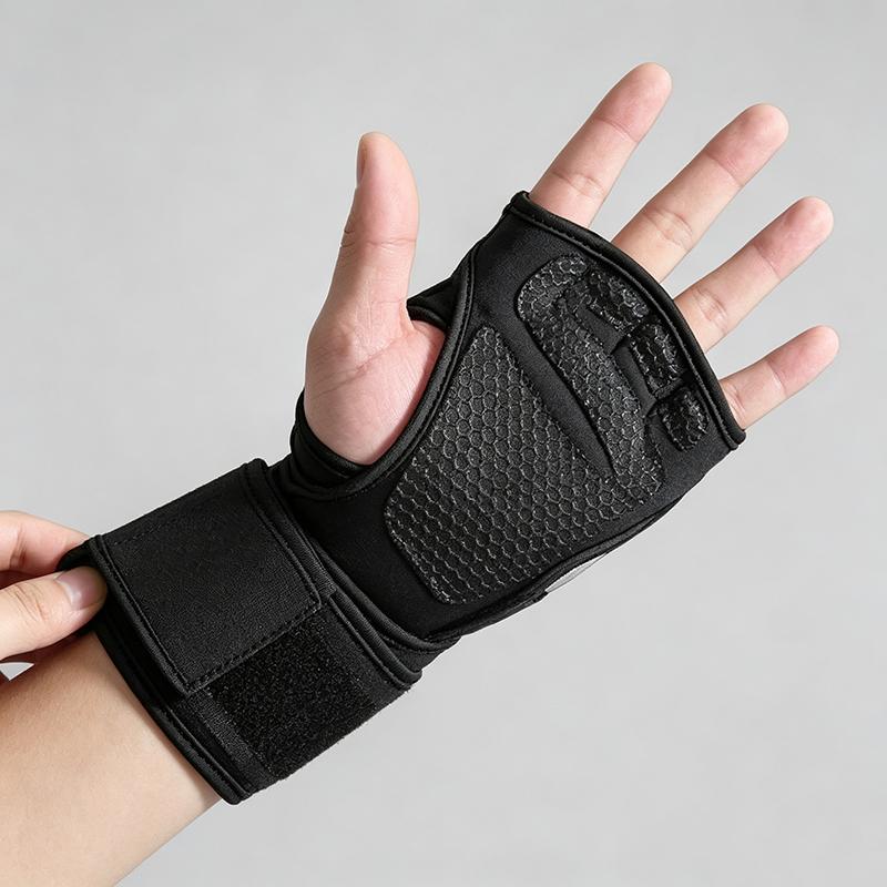 Breathable Polyester Weightlifting Gloves Half Finger Non-slip Wrist Protection for Home Gym Training