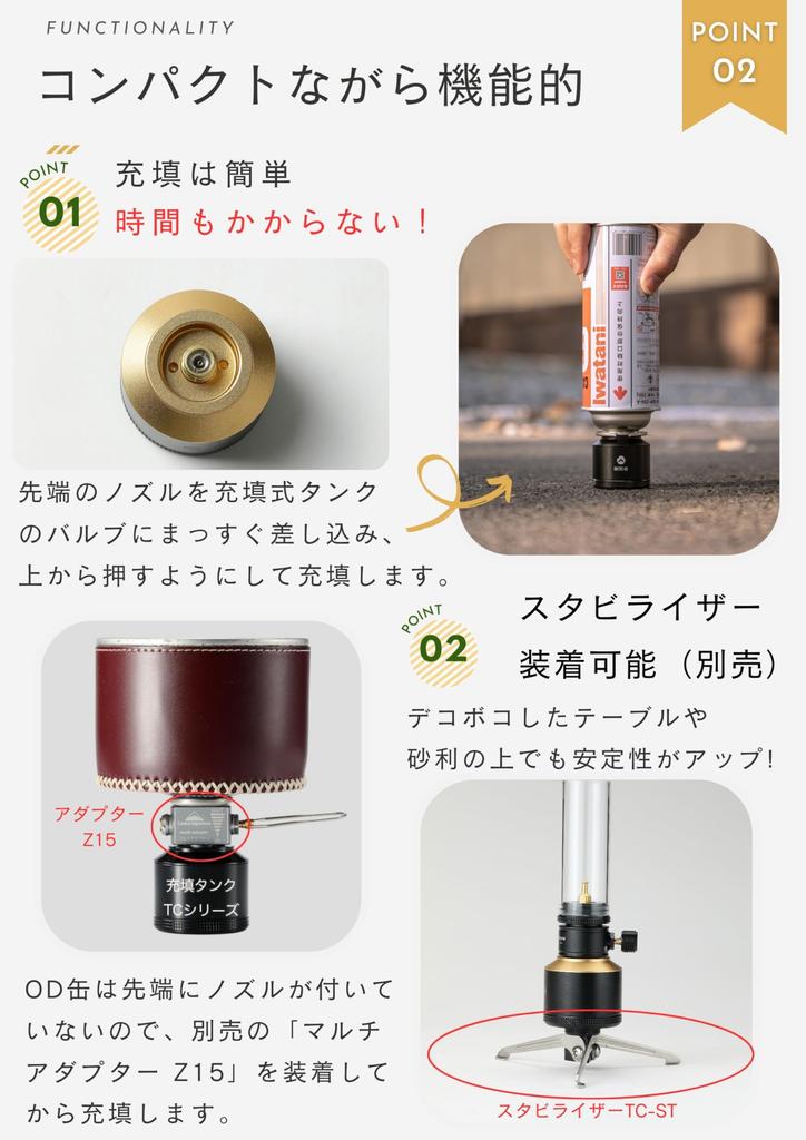 CAMPING MOON Camping Pocket Tank OD Type Gas Lantern/Candle Lantern Attachment Black Gear BKTC-15