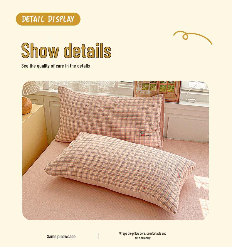 Breathable Washable Cotton Gauze Bedding Set: Double-Layer Duvet Cover, All-Season Bed Sheets (4-piece) for Dorms.