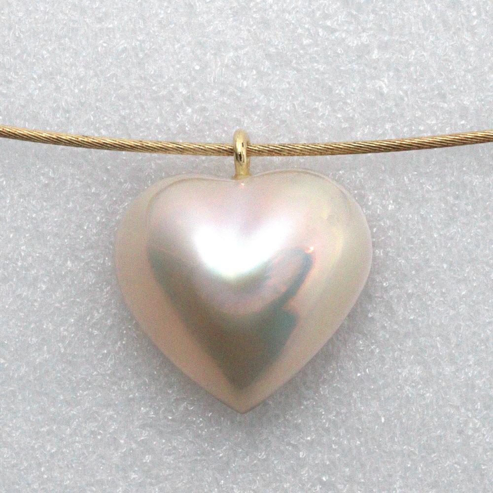 TASAKI Omega Chain Heart Necklace Mabe Pearl K18 yellow gold/Pearl 2.6g Women Used