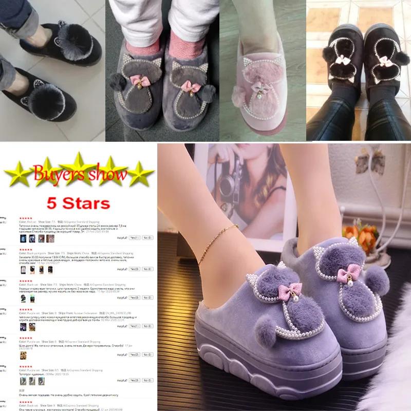 Fashion Girls Winter cotton slippers plush indoor rhinestone ladies shoes 2025 stylish new arrival women platform slippers