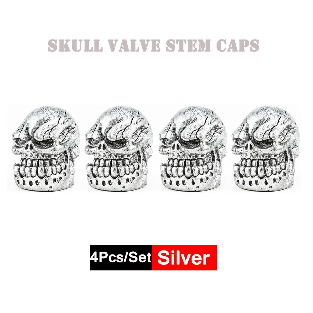 DSYCAR 4Pcs/Set Valve Caps for Tires Skull Style Universal Stem Valve Caps Attractive Dustproof Car Accessories Stem Caps1