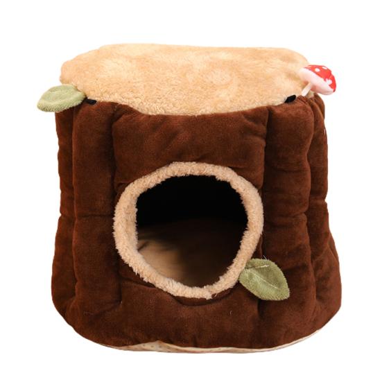 Yousheng Hamster Nest Lovely Appearance Stump Design Flannel Comfortable Squirrel Bed Hammock for Small Animals