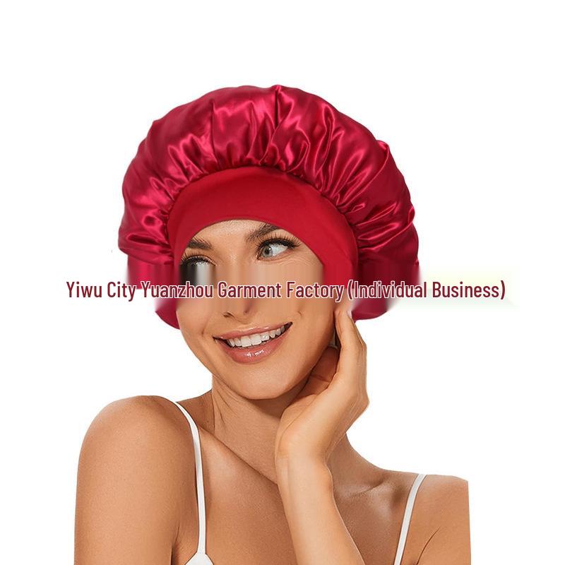 Women's Wide Brim Satin Sleep Cap – High Elasticity Hair Care Beauty Hat