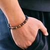 New Natural Wooden Bracelet For Men Meditation Braslet Volcanic Rock Braclet Gemstone Stretch Beaded Brazalete Pulsera