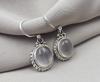Rose Quartz Earrings 925 Sterling Silver Dangle Oval Gemstone Jewelry