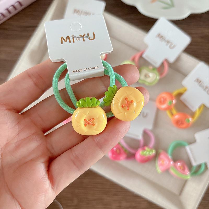 Cute Cartoon Children's Fruit Elastic Band, Girls' Summer Braided Hair, Candy-colored Hair Tie and Hair Band, Princess Hair Tie and Hair Accessory