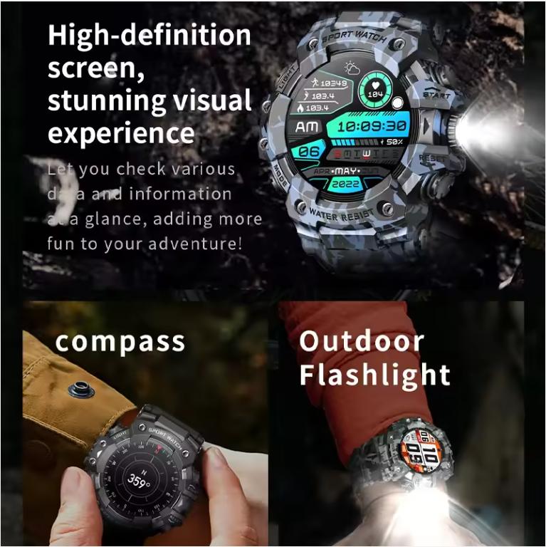 Xiaomi Mijia Smart Watch Outdoor Sports Compass Flashlight Watch Bluetooth Call Heart Rate Monitoring Waterproof Watches for Men
