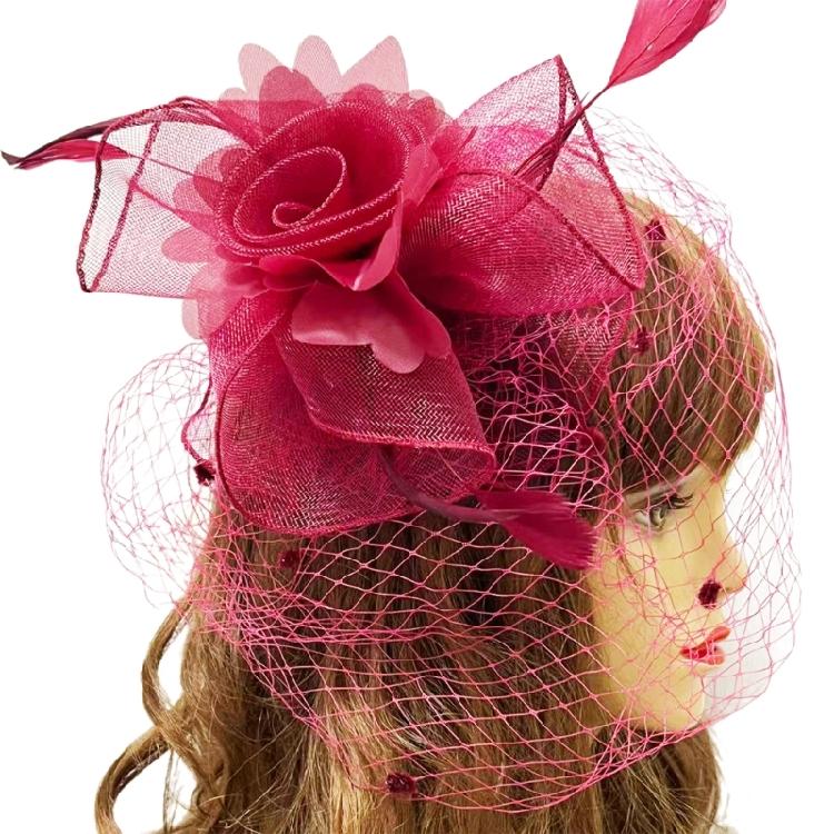Cocktails Party Feather Mesh Flower Hat Hair Clip Fascinator Hat Church Hat 1920s Flower Bowler Hat Roleplay Headpiece