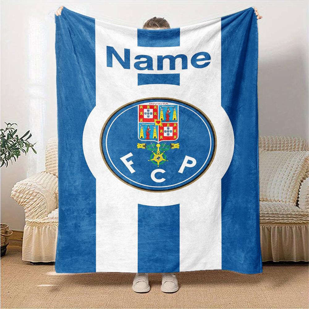Custom Name Fc Porto Theme Printed Blanket Perfect For Couch Bed Travel Outdoor Use Machine Washable Cozy Durable