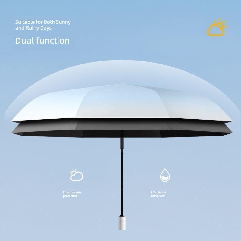 Automatic Gradient Color Umbrella for Women, Sun Protection and Uv Protection Dual-Purpose Black-Coated Umbrella for Men, Large Umbrella