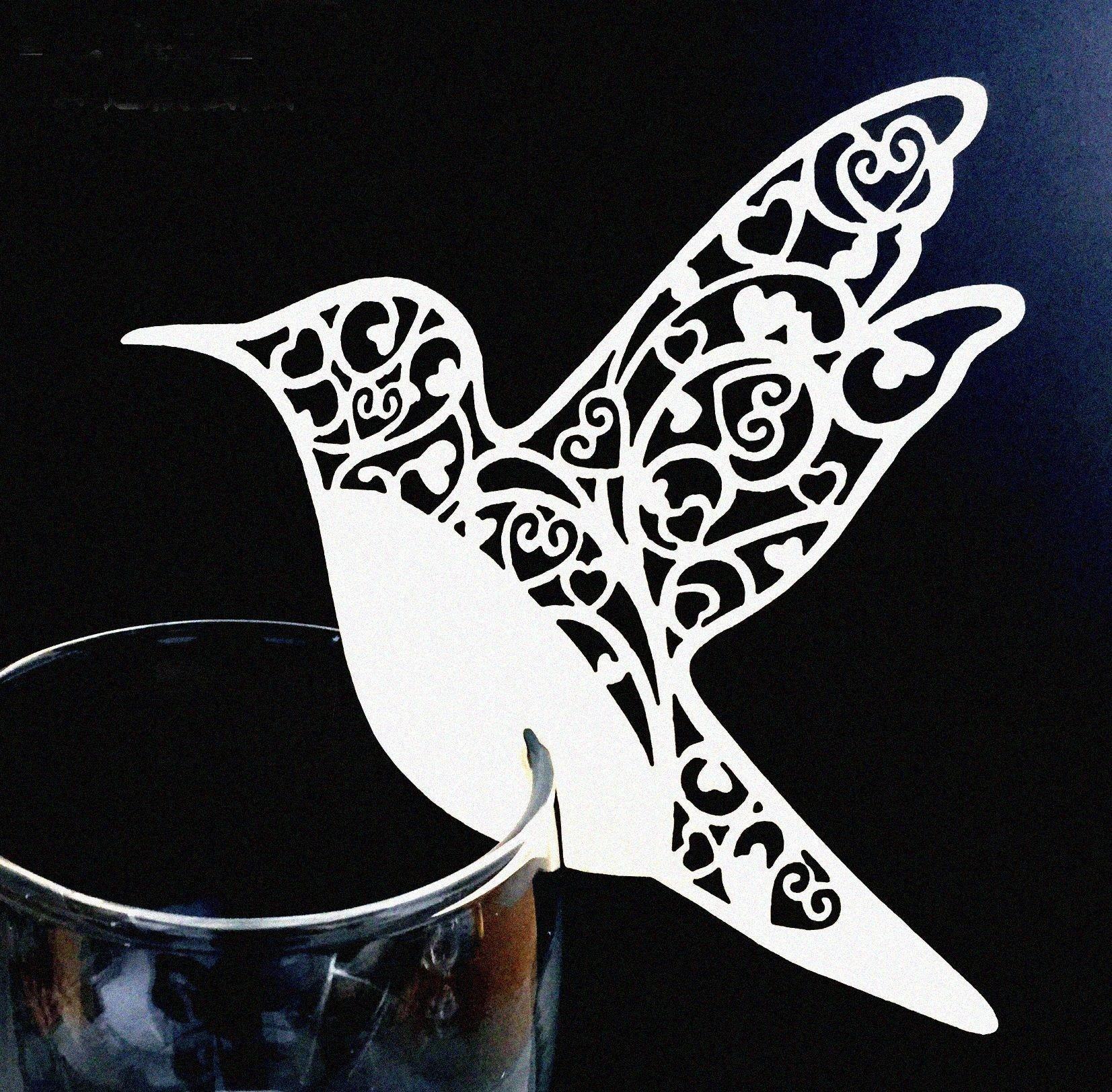 50pcs/pack Humming Birds Wedding Table Name Place Cards Wine Glass Party Decor