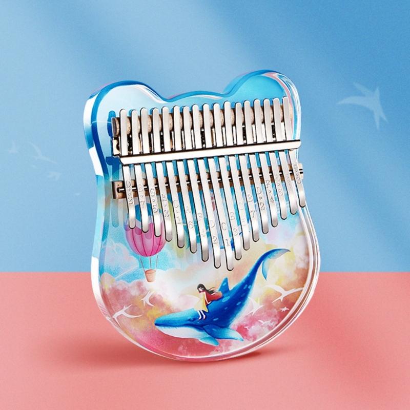 Profession Kalimba 17/21 Keys Thumb Piano with Study Instruction & Tune Hammer Acrylic Finger Piano for Kid Beginners