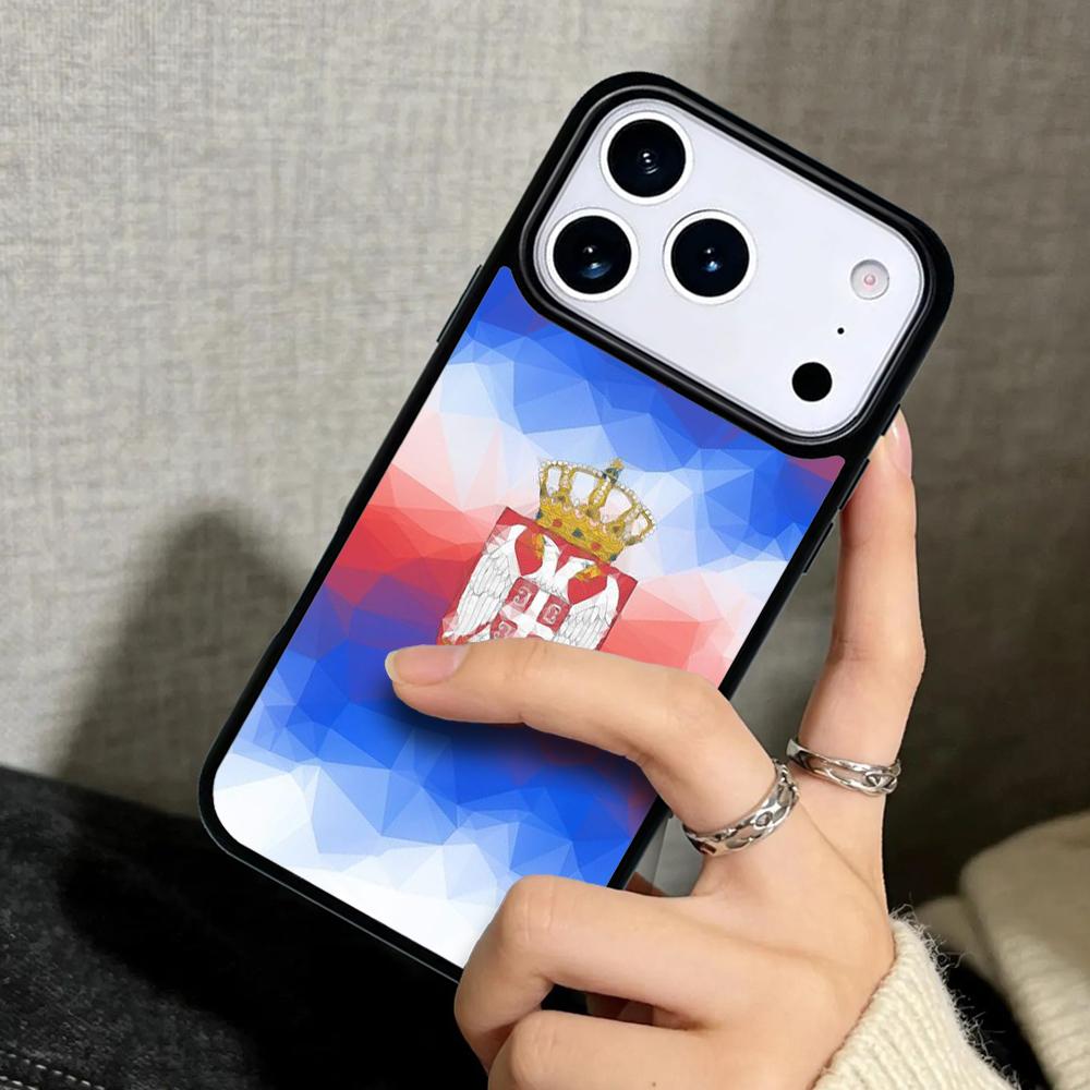 Capa Case for iPhone 17 Air 16 Pro Max 15 Plus 11 13 Mini 14 12 Back Phone Cover Flag of Serbia Serbian