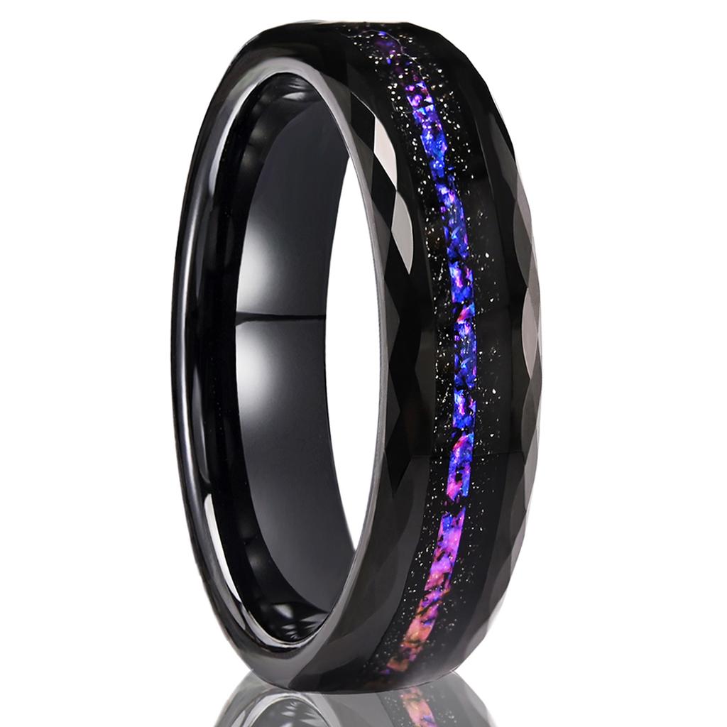 Black Tungsten Carbide Ring for Men Galaxy Engagement Wedding Band Fashion Jewelry Durable Comfort Fit