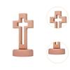 Wood Cross Statue with Stand Holy Cross Tabletop Cross with Base Catholic Wood Cross Decor for Christmas Shelf Decoration