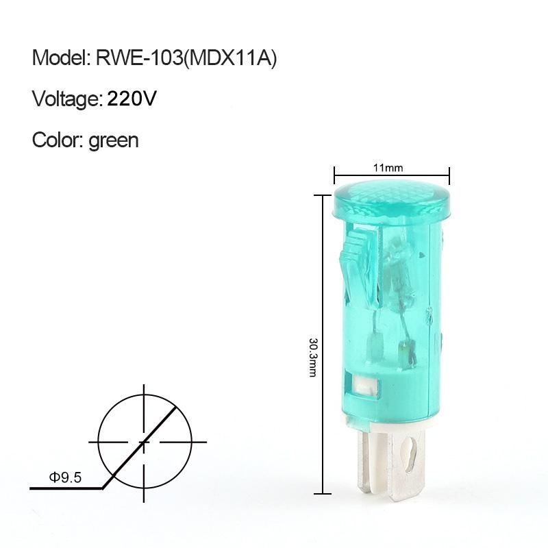 10 pz/Lotto MDX-11A Pannello Lampada Segnale Guida Montaggio su Pannello Indicatore Neon Luci Rosse Verdi Gialle 12V 24V 220V 380V