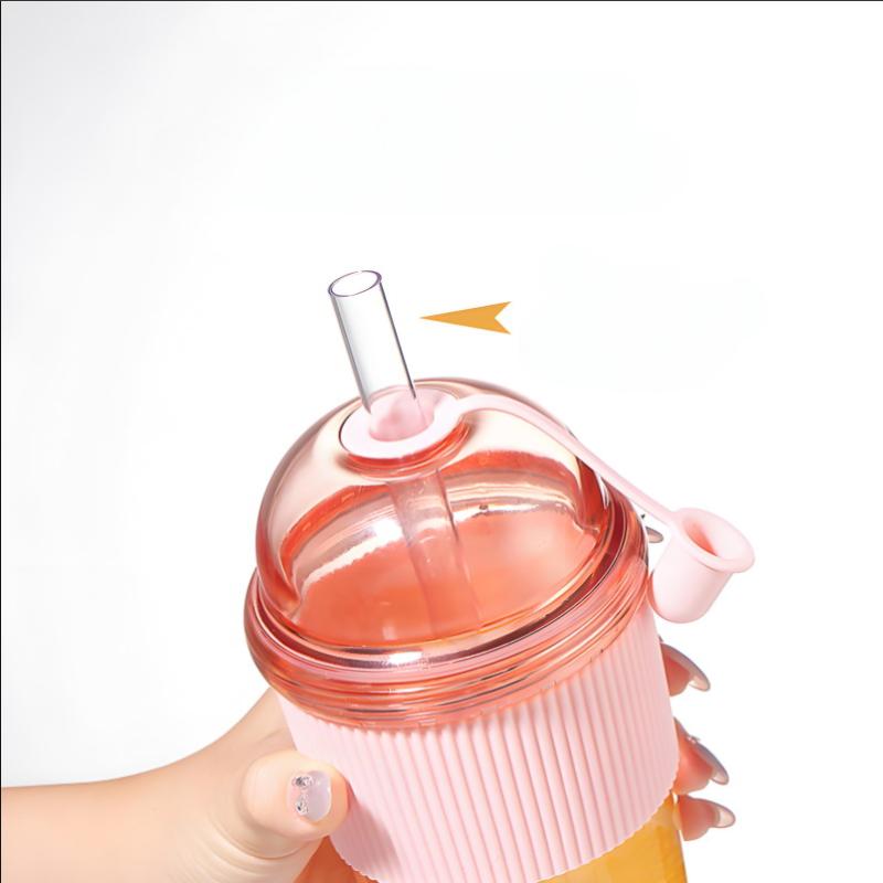 630Ml Large Capacity Household Juice Cup Straw Milk Cup Coffee Milk Tea Cup Ins Feng Shui Cup Office Worker Juice Cup