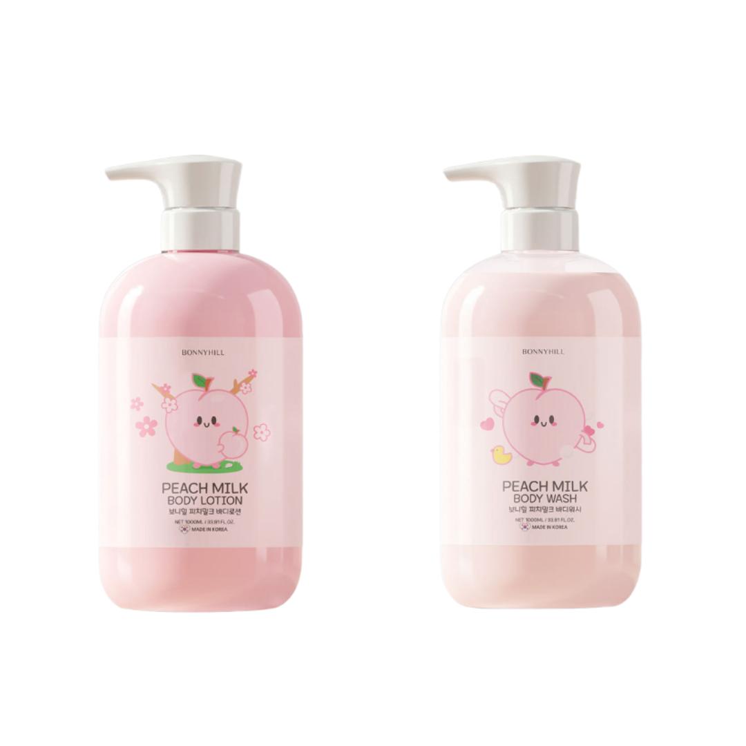 

BONNYHILL Молочко з персиком для догляду за тілом 1000 мл – Гель для душу / Лосьйон для тіла Body Lotion x2