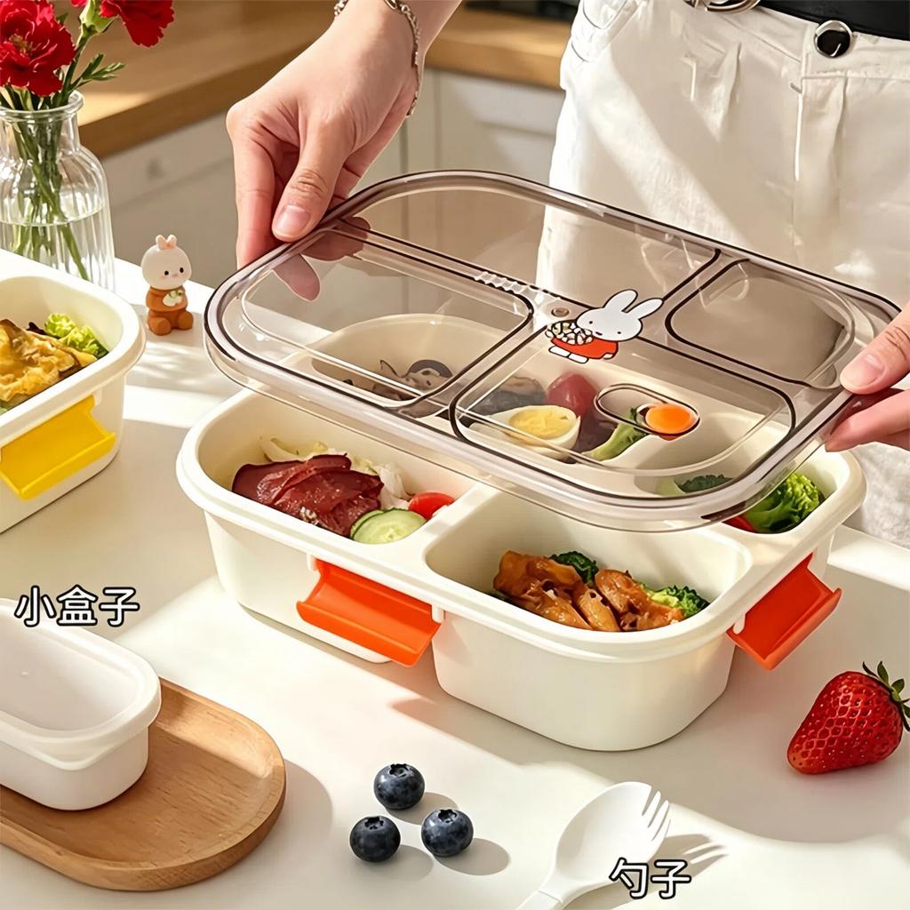 Scatola Bento a 3/4 Scomparti Cartone Animato per Microonde Pranzo per Studenti Adulti Contenitore per Pasti con Divisori