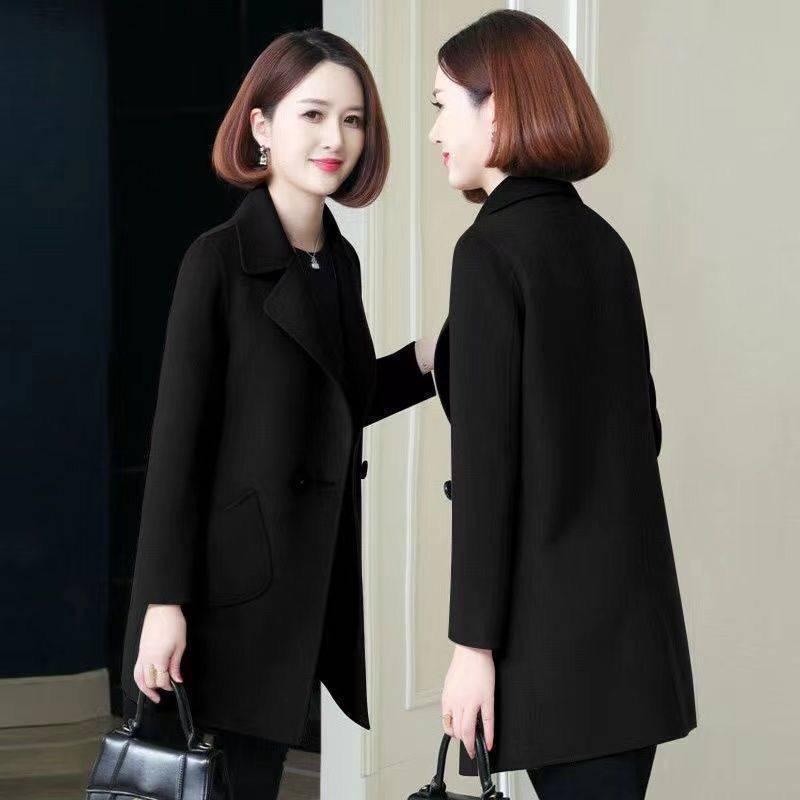 

Женское шерстяное пальто средней длины, приталенное, в корейском стиле 2025, для миниатюрных, свободного кроя, на осень/зиму M (Approx. 92-105 lbs)