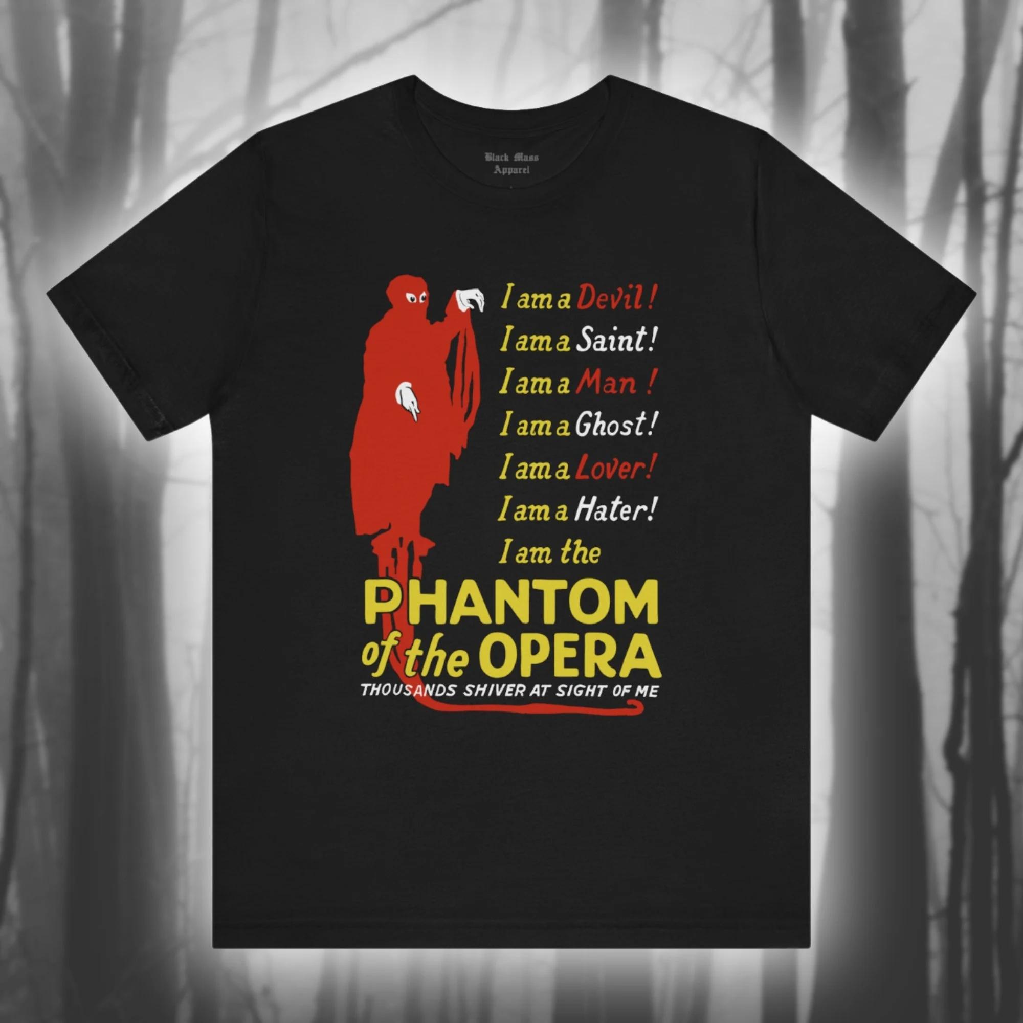 

Призрак Оперы Футболка для немого кино Футболка для фильма ужасов Футболка по классическому роману Таинственный монстр Мужская одежда 4XL