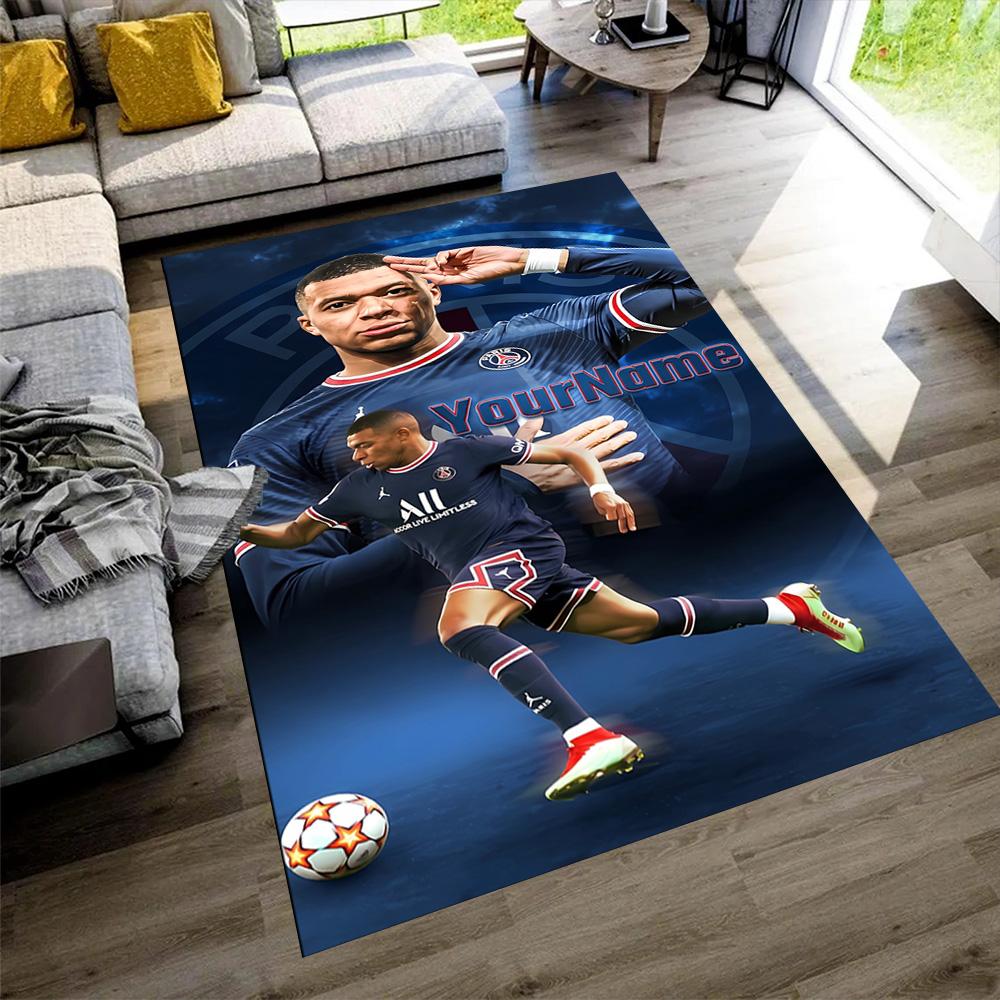 Mbappe Customizable Name Floor Rug Office Rug Perfect for Foyer Bedrooms Kitchen Living Rooms Antislip Carpet Anime Office Decor
