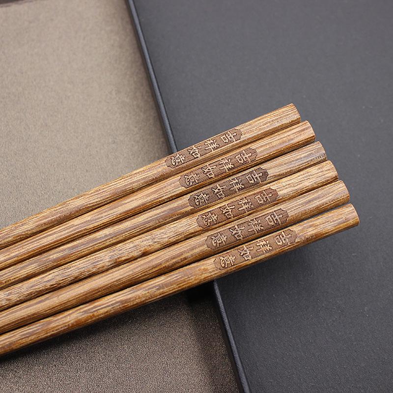 Carved Red Sandalwood & Chicken Wing Wood Chopsticks - Non-Slip, Unpainted, Unwaxed, Solid Wood Tableware.