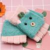 Children's Fingerless Winter Cartoon Kitten Gloves - Warm, Cute, Knitted Imitation Cashmere for Elementary Students