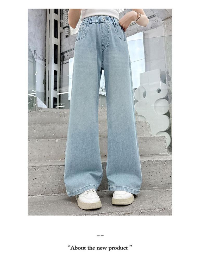 Weite Jeans für Mädchen: Frühling/Herbst Locker sitzende Hosen mit geradem Bein für Junior High School Schüler