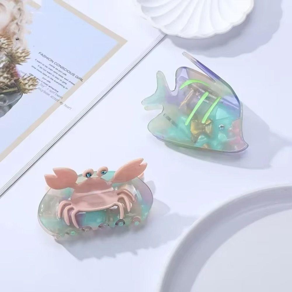Korean Style Crab Fish Hair Claw Sweet Geometry Shark Clip Hairpin Ocean Animal Hair Clip Travel